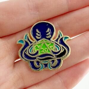 D20 Octopus Enamel Pin D&D RPG Dice Cthulhu Gamer Soft Enamel Badge